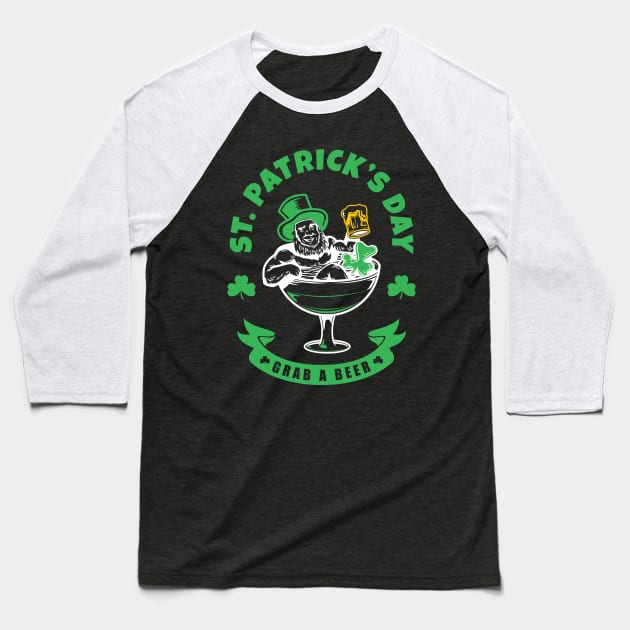 St. Patrick`s day Grab a Beer Baseball T-Shirt by Lin-Eve
